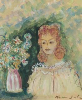 Emilio Grau-Sala - Jeune Fille Au Vase De Fleurs