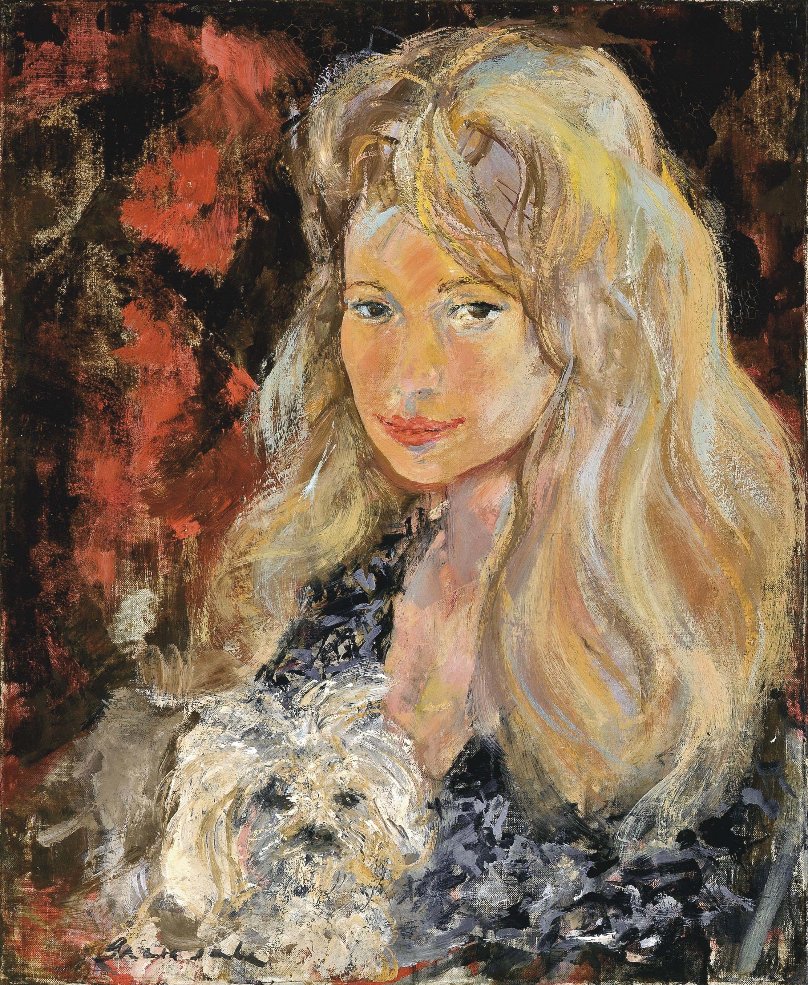 Emilio Grau Sala - Portrait de femme au chien