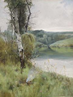 Emilio Sanchez-Perrier - A River Landscape