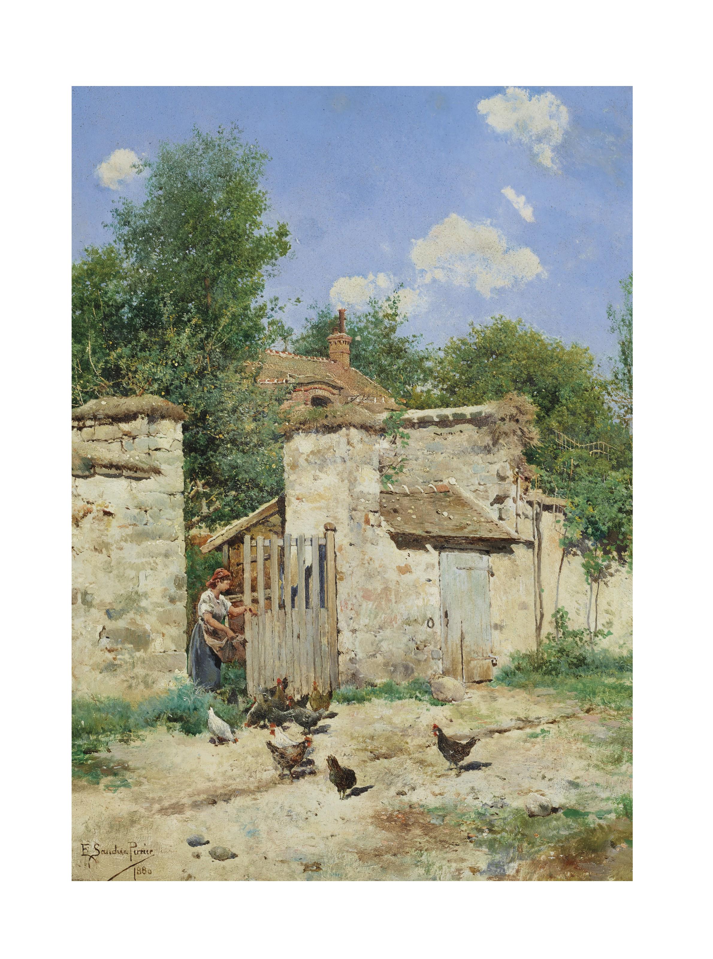 Emilio Sánchez Perrier - Feeding the Chickens