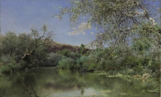 Emilio Sanchez Perrier - Fisherman in a boat on the river Henares at Alcalá