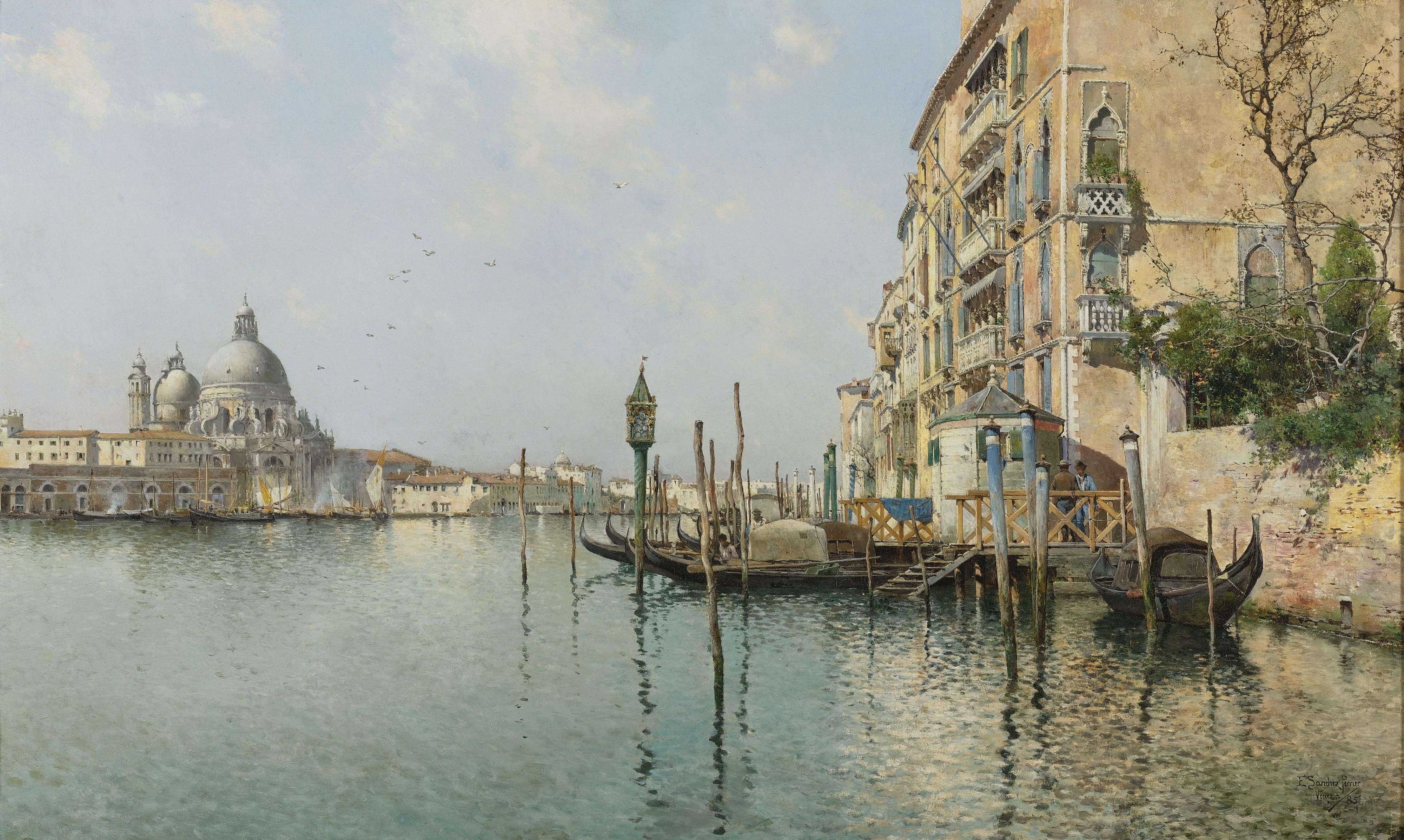Emilio Sánchez Perrier - Spanish at The Mouth Of The Grand Canal, Santa Maria Della Salute In The Distance
