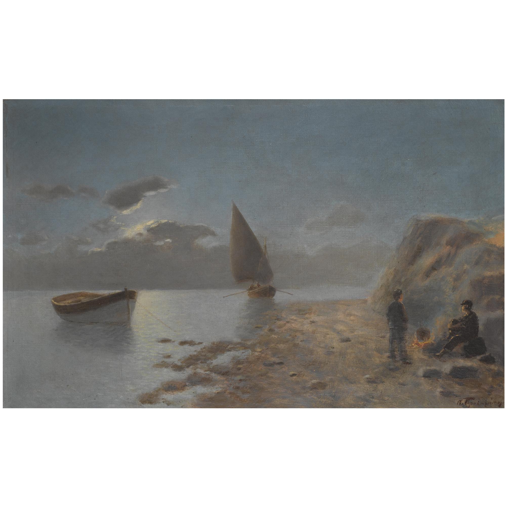 Emilios Prosalentis - Greek Boats By Moonlight
