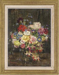 Emily Beatrice Bland - Fuschias And Other Flowers In A Vase