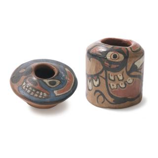 Emily Carr - Two Klee Wyck Painted Ceramic Sculptures; Thunderbird And Killer Whale