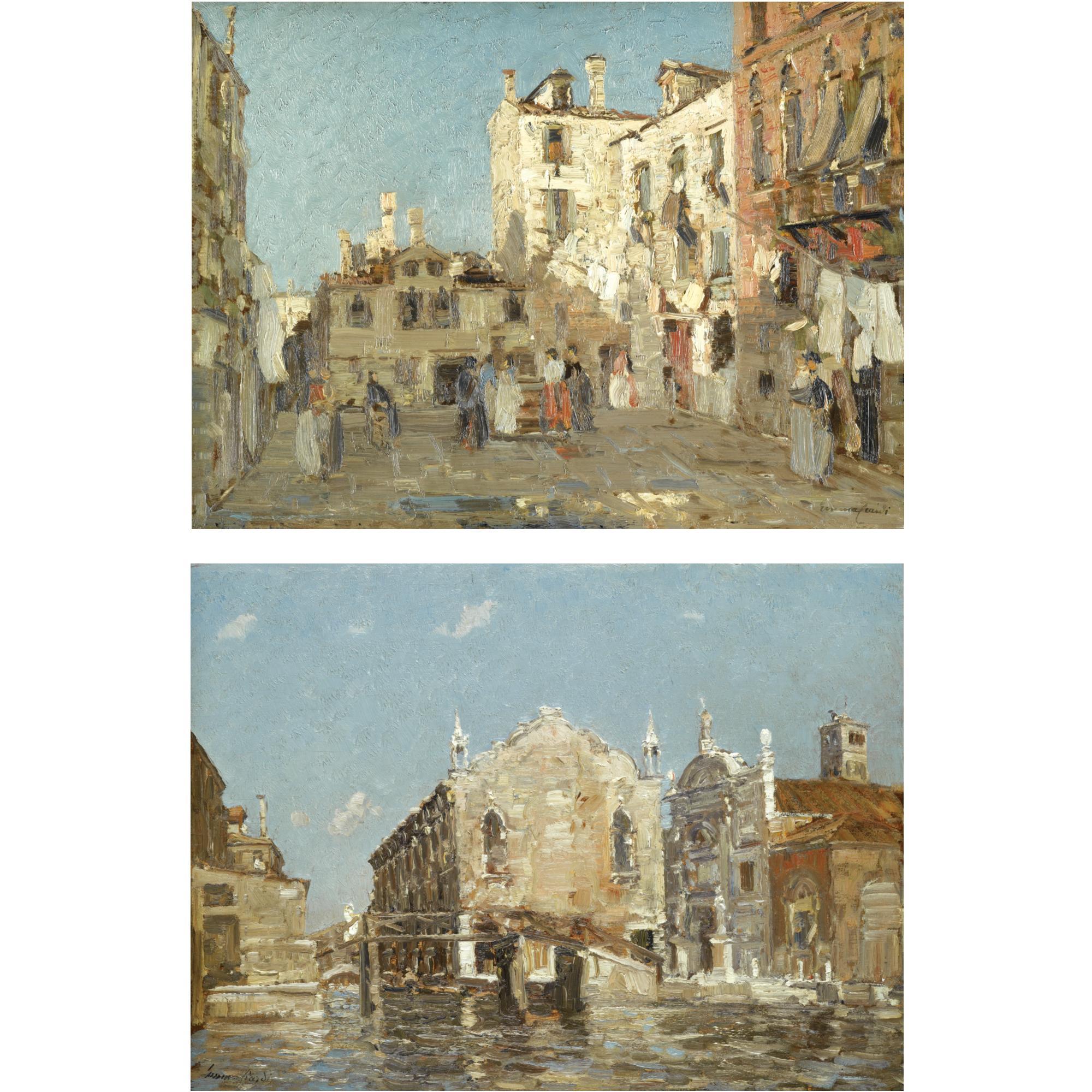 Emma Ciardi - Italian the Campiello And The Church Of The Abbey Of Misericordia, Venice; A Pair