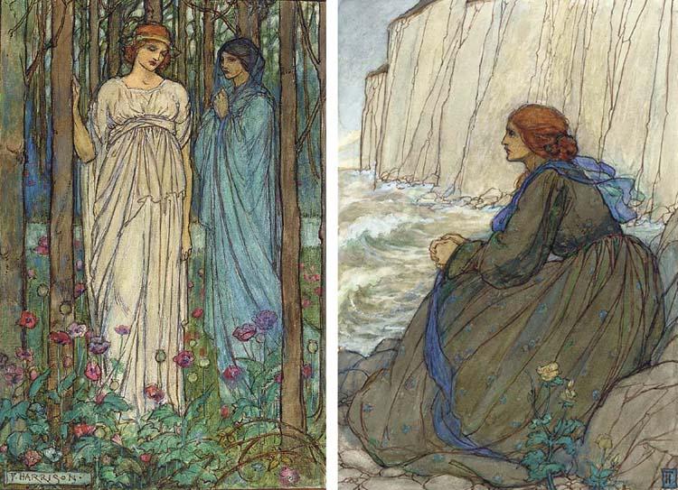 Emma Florence Harrison - Illustrations for Tennyson\'s Guinevere (two illustrated)