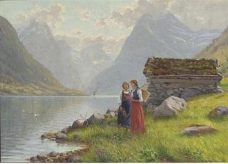 Emma Pastor-Normann - Flower pickers at a Norwegian fjord