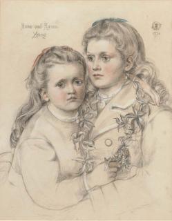Emma Sandys - Double Portrait of Anna And Agnes Young, Half-Length