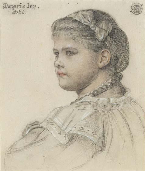 Emma Sandys - Portrait of Marguerite Ince, aged six, half-length