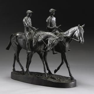 Emmanuel Fremiet - French Chevaux De Course Et Jockeys (A Pair Of Mounted Jockeys)