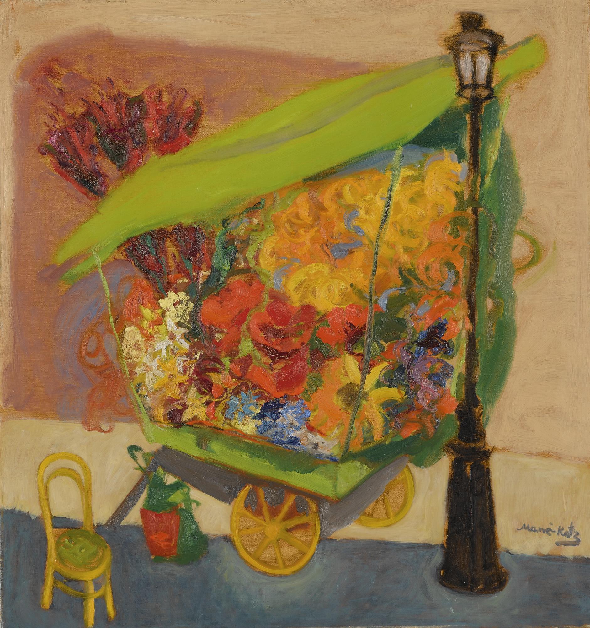 Emmanuel Mane-Katz - Flower-Cart Beside Lamp-Post