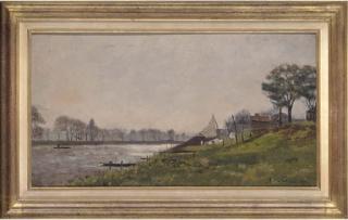 Emmanuel Victor Auguste Marie de la Villéon - On The River Bank, St Denis