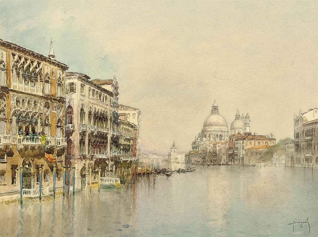 Emmanuele Brugnoli - On the Grand Canal before Santa Maria della Salute, Venice
