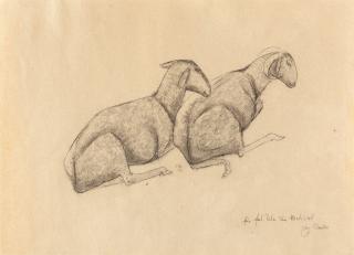 Emy Roeder - Zwei ruhende Schafe.