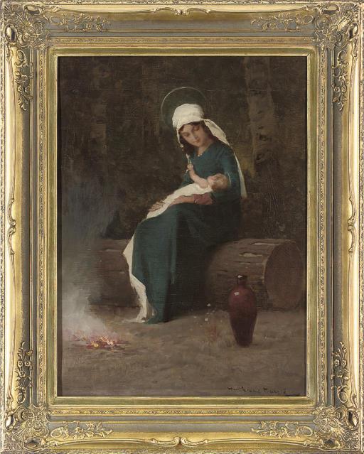 Endre Komaromi-Kacz - Virgin And Child Seated Before A Fire