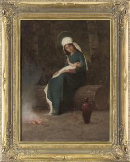 Endre Komaromi-Kacz - Virgin And Child Seated Before A Fire