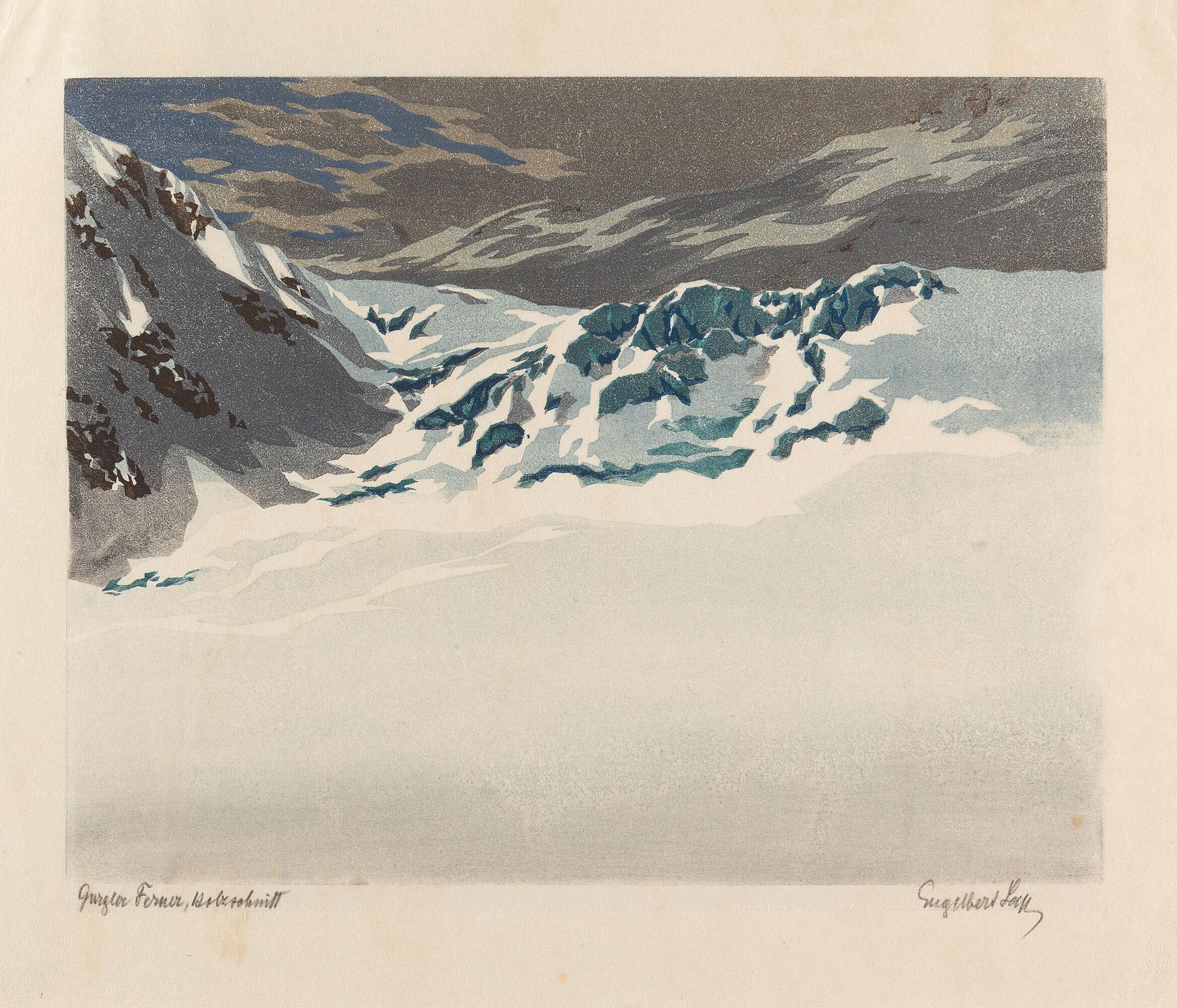 Engelbert Lap - 2 Bll.: „Gurgler Ferner“ Gletscher – Gebirgslandschaft.