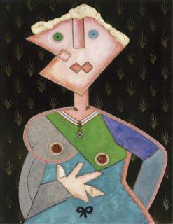 Enrico Baj - Femme en turquoise