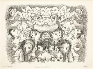 Enrico Baj - Le Notti de Cabiria, Plate VII, from Sade in Italy