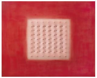 Enrico Castellani - Untitled (Superficie bianca e rosa)