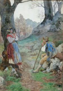 Enrico Nardi - A shepherdess serenading her suitor