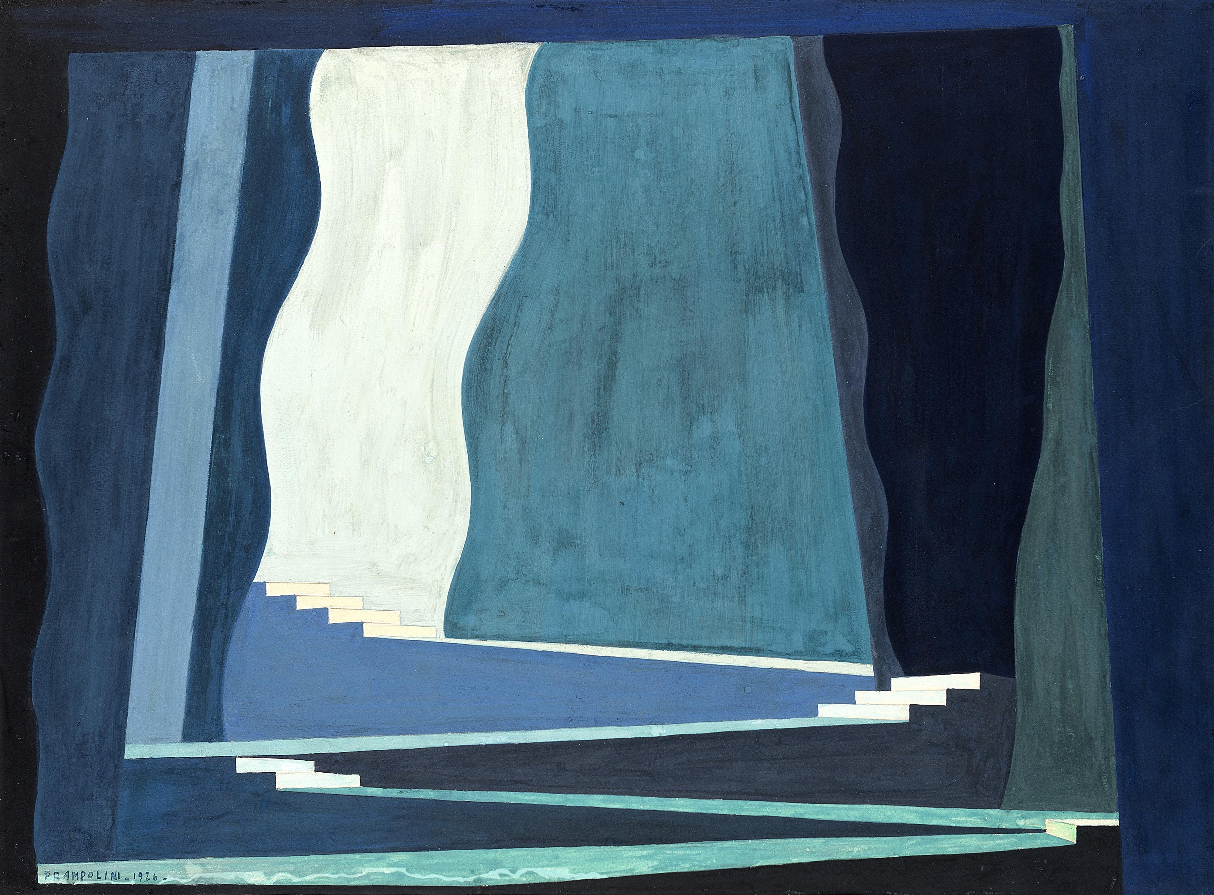 Enrico Prampolini - Bozzetto di scena teatrale per il balletto \'Claire de Lune\'