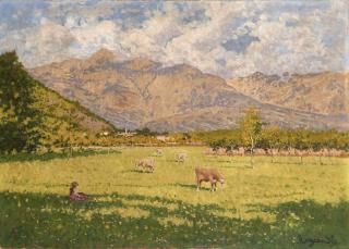 Enrico Reycend - Pascolo presso i monti del Canavese