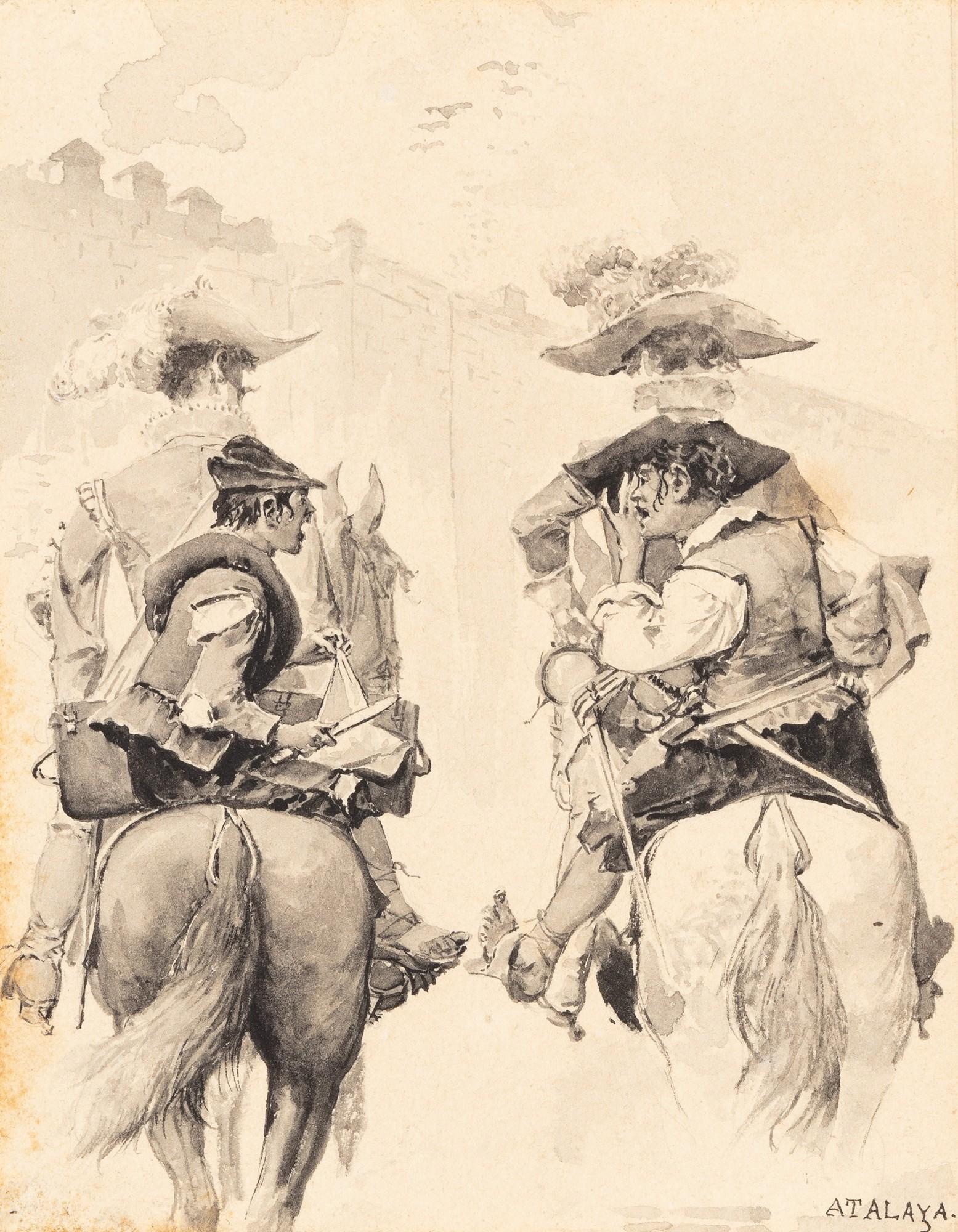 Enrique Atalaya - Two horsemen with their page