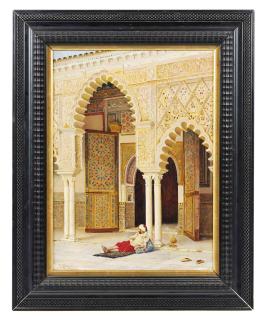 Enrique Roldan - A man smoking a pipe in the Alcazar, Seville