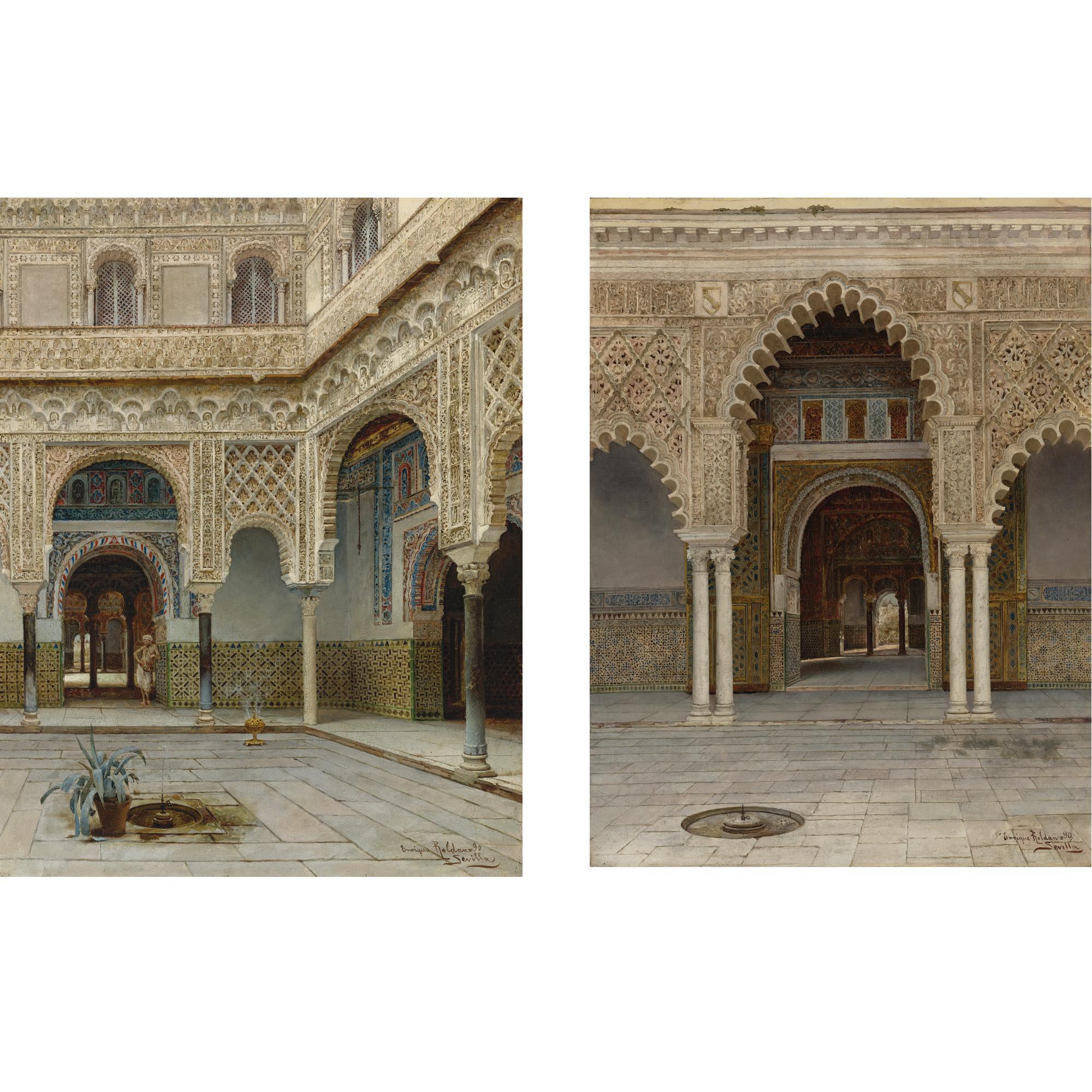 Enrique Roldan - Spanish Views Of The Alcázar, Seville (Two Works)