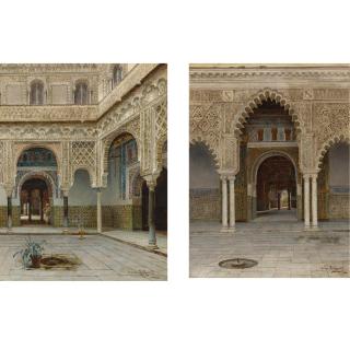 Enrique Roldan - Spanish Views Of The Alcázar, Seville (Two Works)