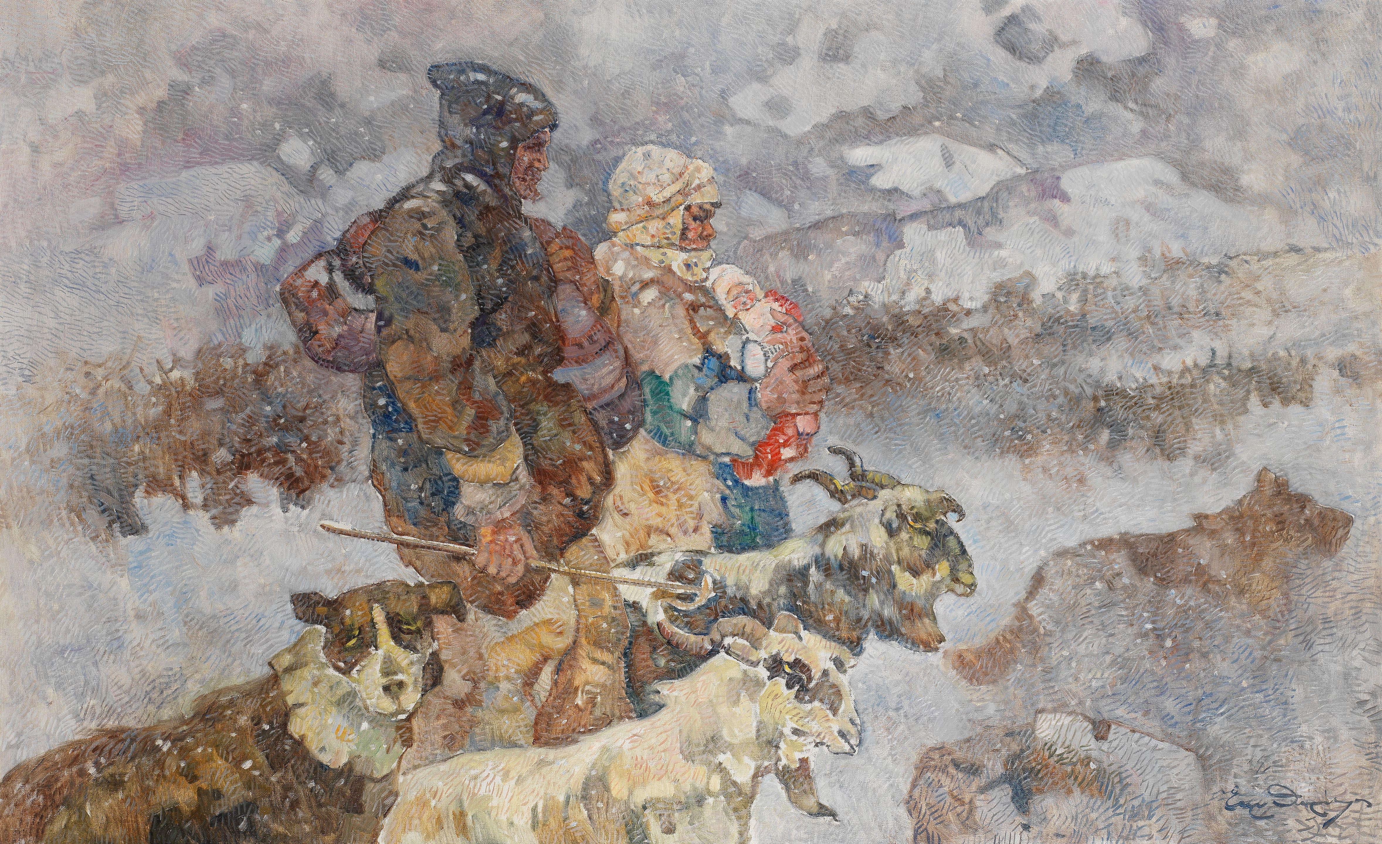 Epaminondas Thomopoulos - Family of shepherds in the winter