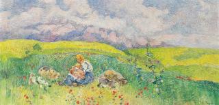 Epaminondas Thomopoulos - Mère avec enfant dans les champs