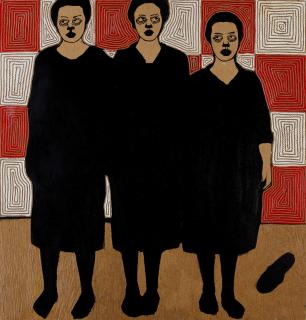 Ephrem Solomon - Untitled 2013 (three women with red/white background)