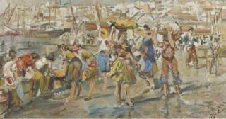 Erasmus Bernhard van Dulmen-Krumpelman - Activities On A South European Harbour Quay
