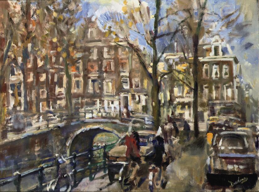 Erasmus Bernhard Van Dulmen Krumpelman - Traffic on a Dutch canal