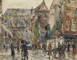 Erasmus Bernhard van Dulmen Krumpelman - View of the Servetstraat with the Dom church in the distance, Utrecht