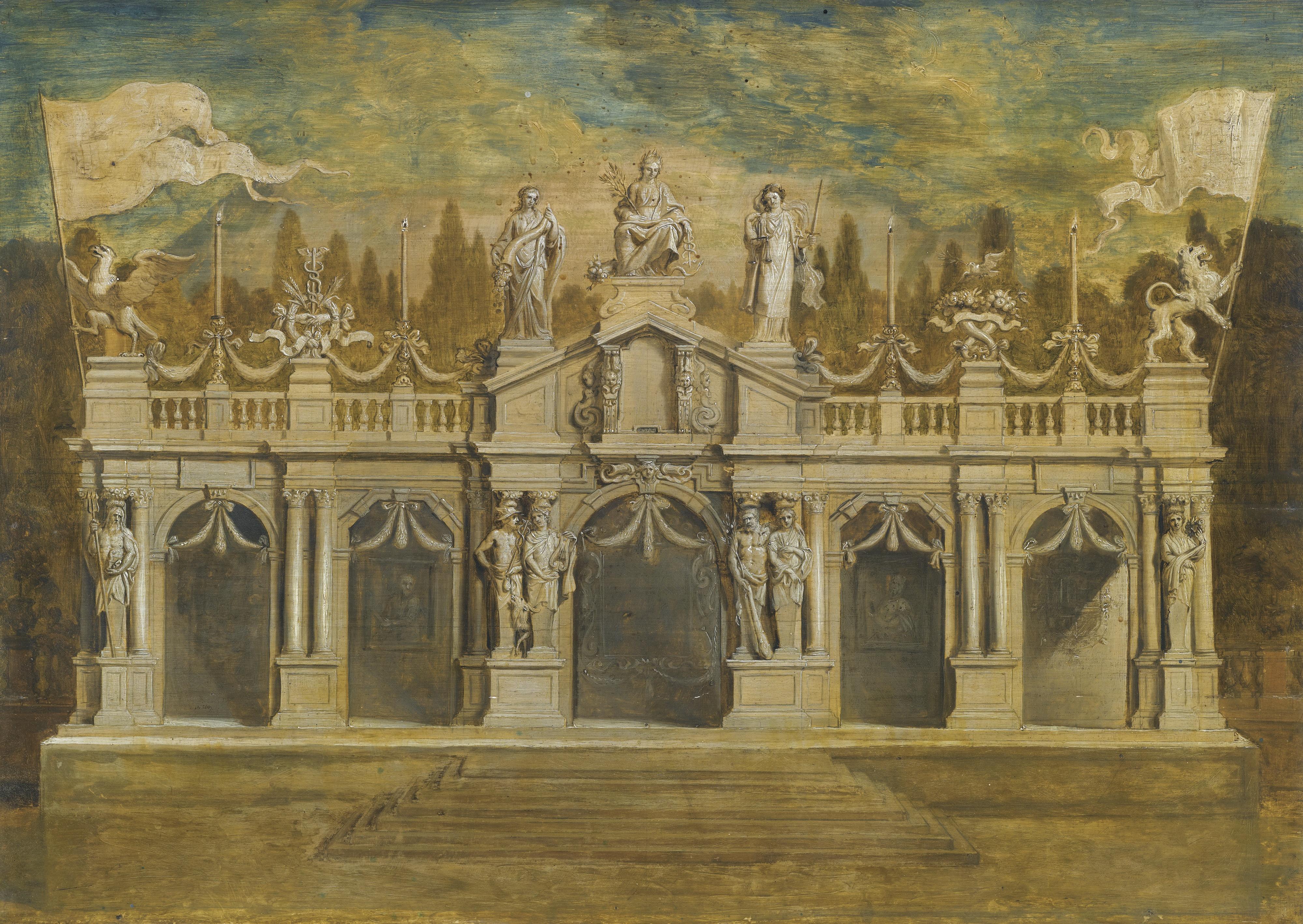 Erasmus Quellinus The Younger - A Design For A Classical Loggia To Celebrate The Treaty Of Munster In Antwerp July 1648