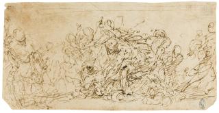 Ercole Procaccini the Younger - Recto: The Massacre Of The Innocents Verso: Two Studies Of Hands
