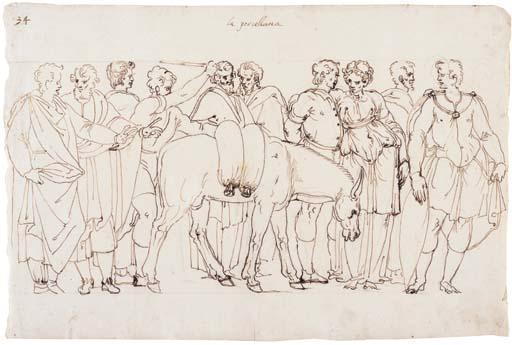 Ercole Setti - La Porcellana: Un groupe de figures autour d\'un âne