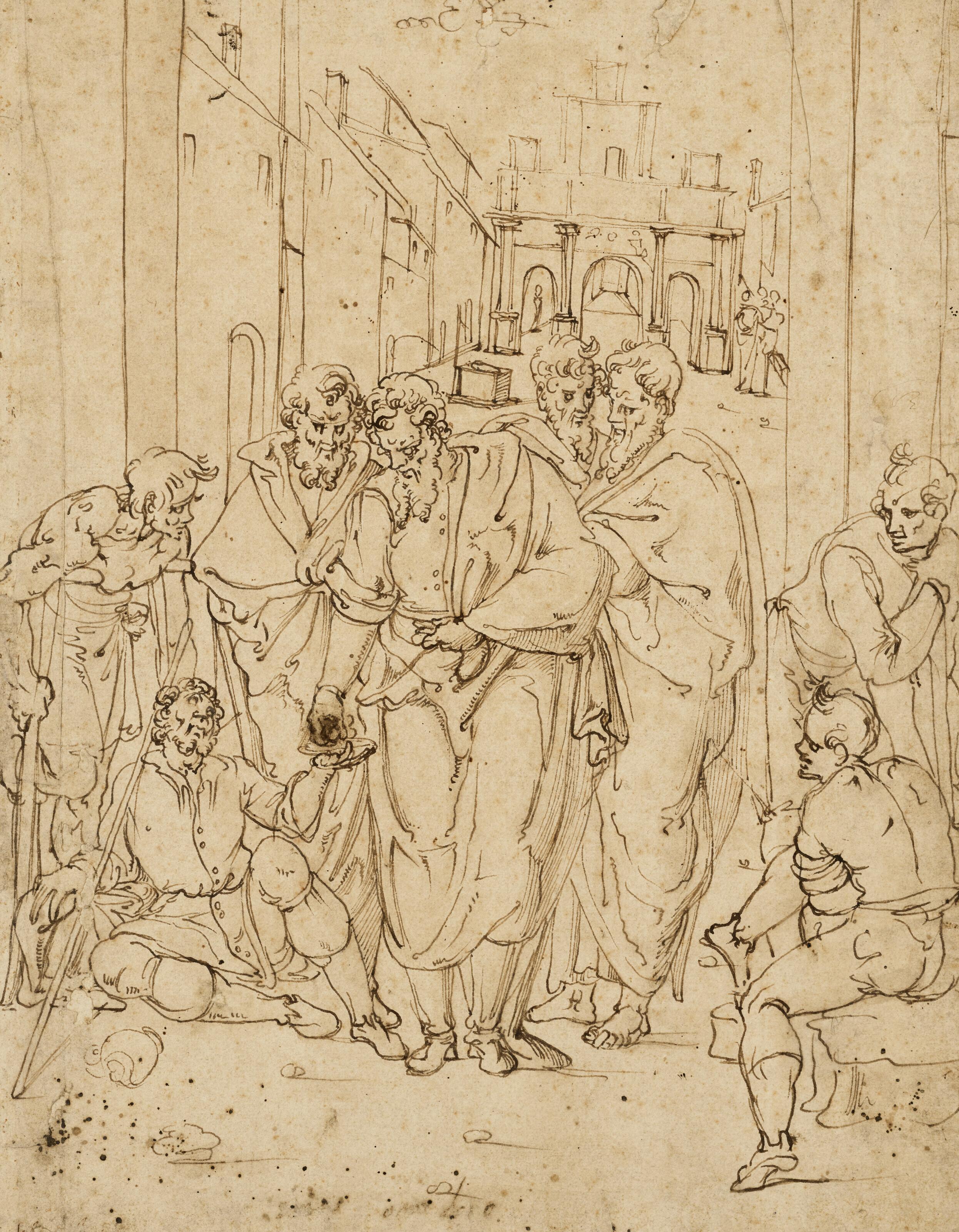 Ercole Setti - Peter and John healing a cripple at the Gate of the Temple