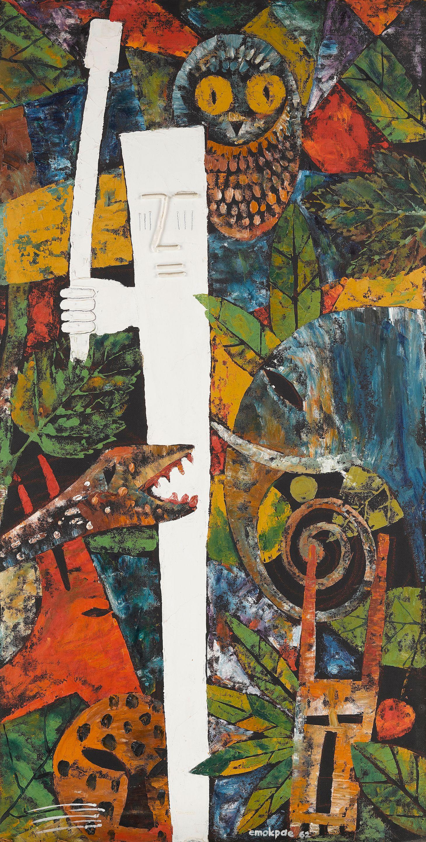 Erhabor Emokpae - Untitled (White Figure with Animals)