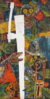 Erhabor Emokpae - Untitled (White Figure with Animals)