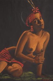 Erhabor Emokpae - Young Woman Seated, Uvbi Series