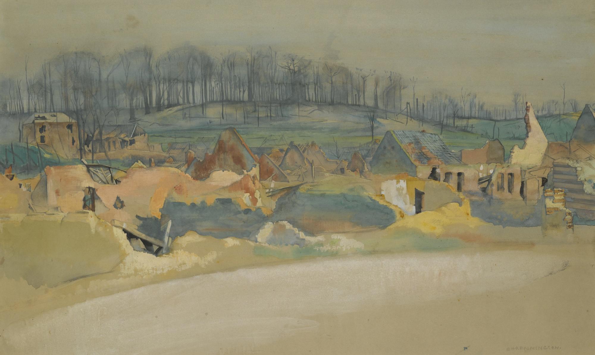 Eric Kennington, R.A. - Bourlon Wood Hill 