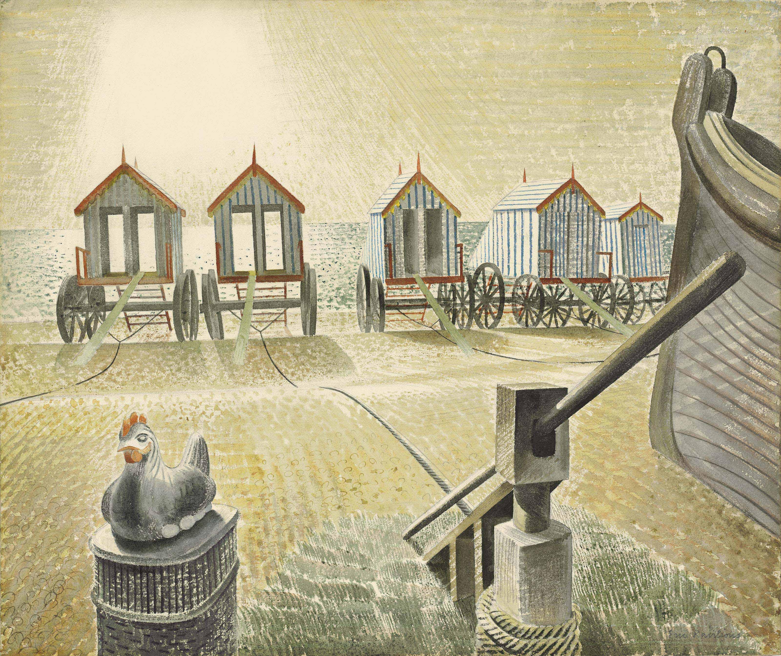 Eric Ravilious - Aldeburgh Bathing Machines
