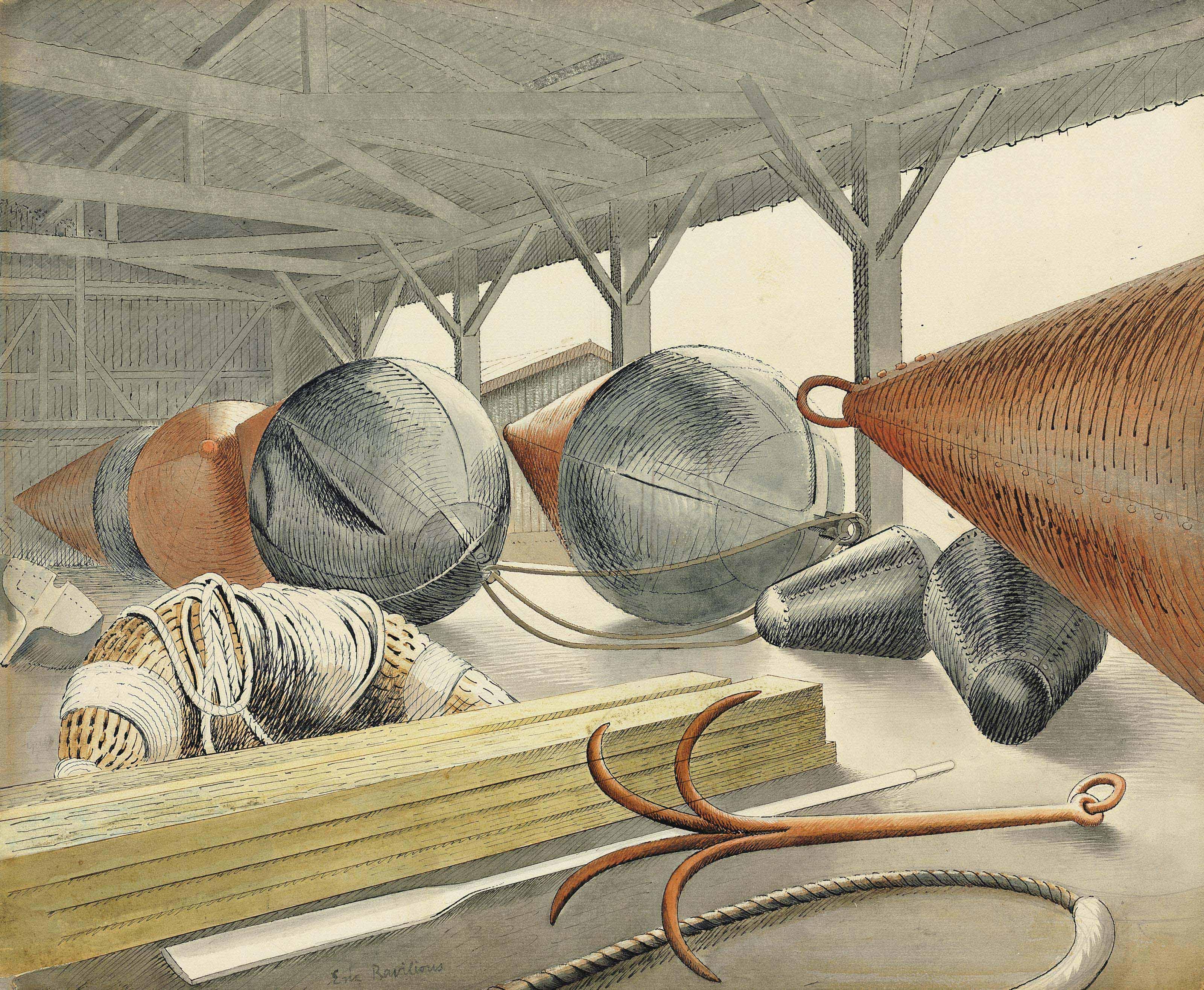 Eric Ravilious - Buoys and Grappling Hook