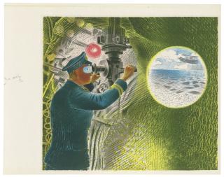 Eric Ravilious - Commander looking through the Periscope , from: Submarine Series