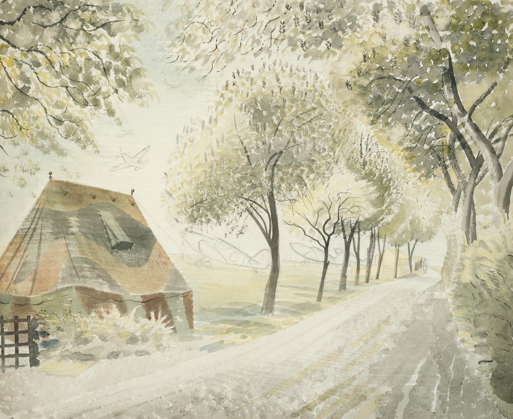 Eric Ravilious - Road by an Airfield